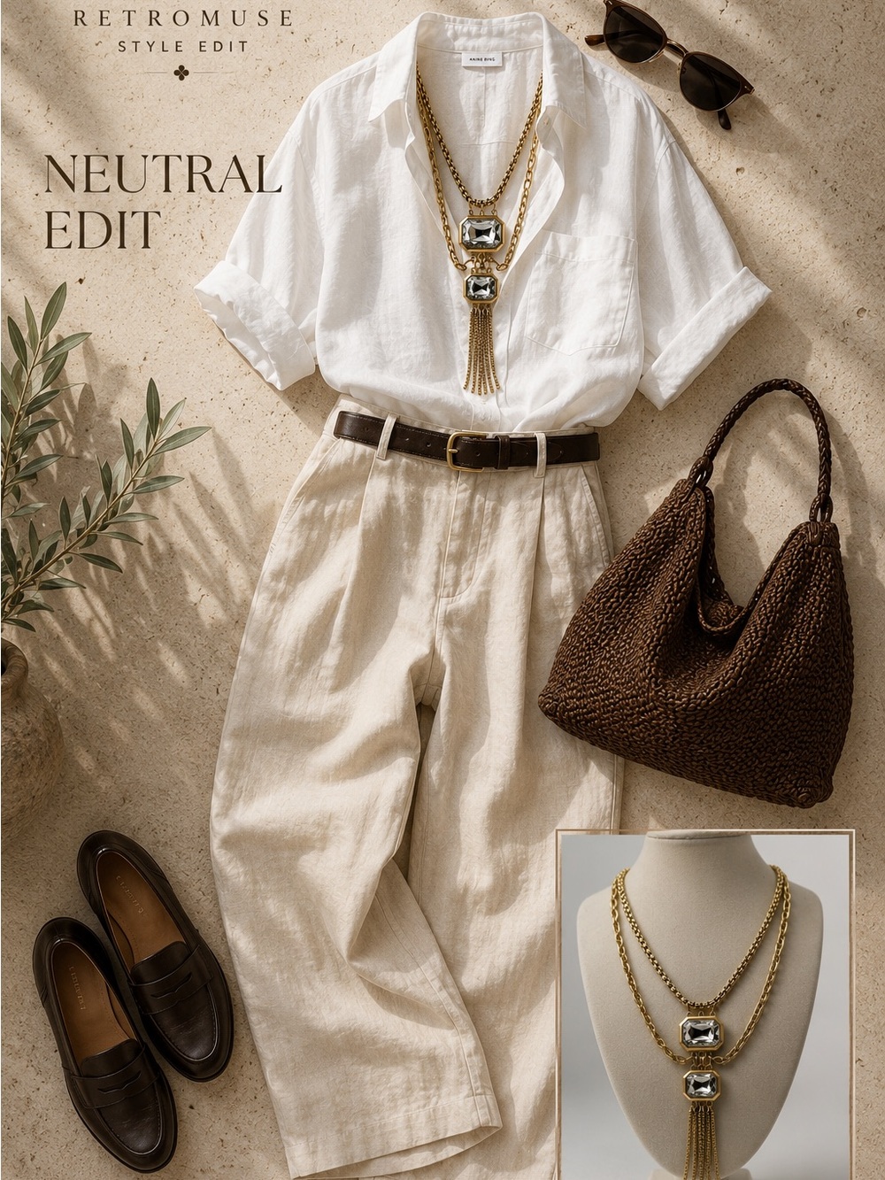 Gold Layered Necklace with Clear Crystal Pendants
